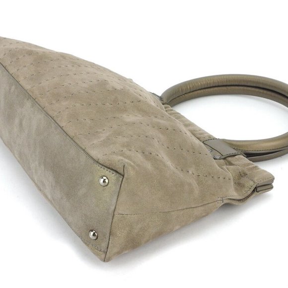 Salvatore Ferragamo tote bag stitch suede �~ leather Authentic used - Picture 5 of 8